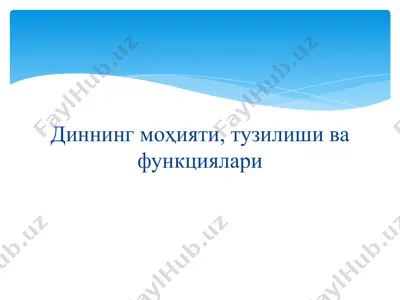 диннинг моҳияти, тузилиши ва функциялари — PPTX