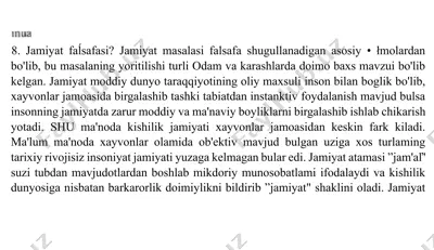 jamiyat faĺsafasi — DOCX