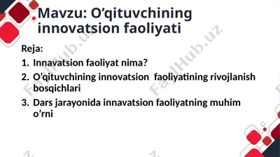 o’qituvchining innovatsion faoliyati — PPTX