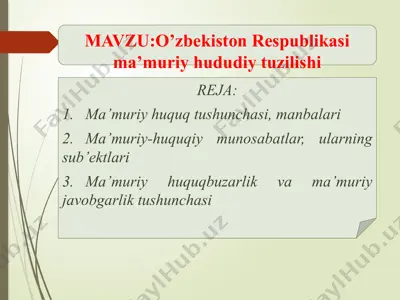 o’zbekiston respublikasi ma’muriy hududiy tuzilishi — PPTX