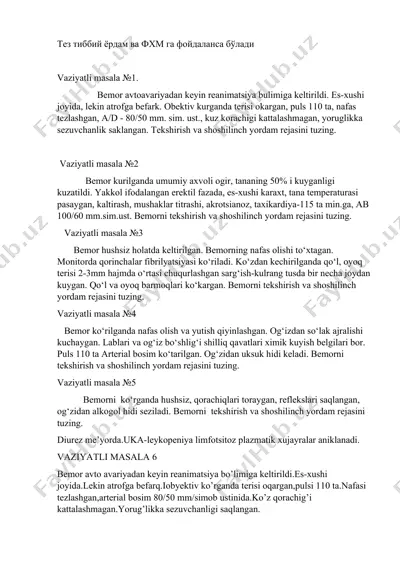 tez tibbiy yordam rejasini tuzish — DOCX