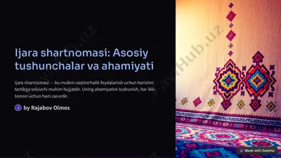 ijara shartnomasi: asosiy tushunchalar va ahamiyati — PDF