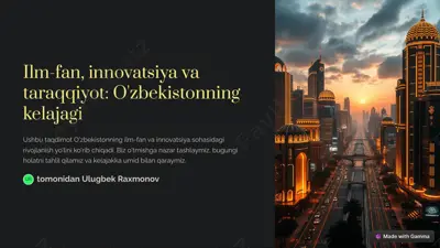 ilm-fan, innovatsiya va taraqqiyot: o'zbekistonning kelajagi — PDF