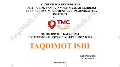 institutsional iqtisodiyot fani bo‘yicha taqdimot — PPTX