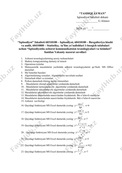 axborot texnologiyalari va tizimlari — DOCX