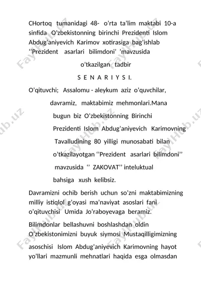 prezident asarlari bilimdoni — DOCX