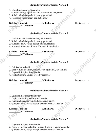 iqtisodiy ta’limotlar tarihi — DOCX