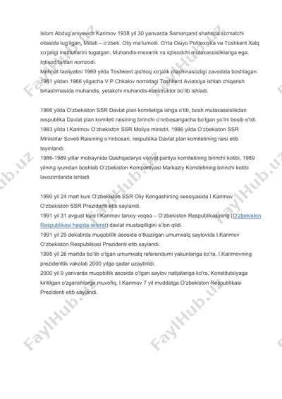 islom abdug‘aniyevich karimov — DOCX