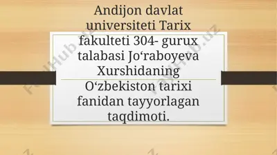 oʻzbekistonning ikkinchi jaxon urushi — PPTX