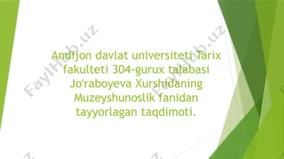 muzeyshunoslik fanidan tayyorlagan taqdimot — PPTX