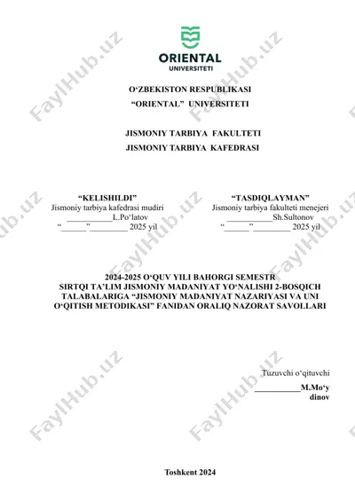 jismoniy madaniyat nazariyasi va uni o‘qitish metodikasi — DOCX