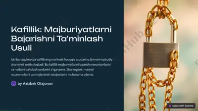 kafillik: majburiyatlarni bajarishni ta'minlash usuli — PDF
