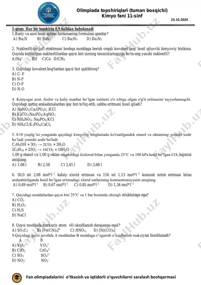 olimpiada topshiriqlari (tuman bosqichi) — PDF