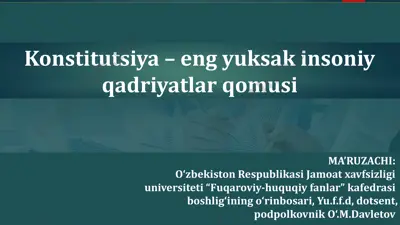 konstitutsiya – eng yuksak insoniy qadriyatlar qomusi — PPTX