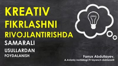 kreativlikni rivojlantirishda samarali usullardan foydalanish — PDF