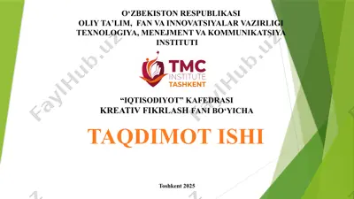 kreativ fikrlash faniga kirish — PPTX