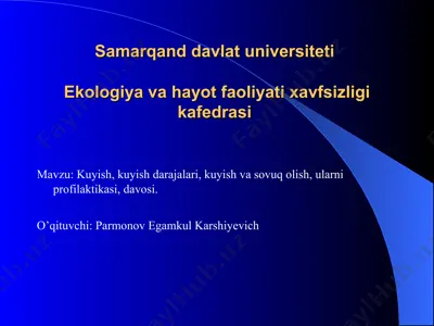 kuyish, kuyish darajalari, kuyish va sovuq olish, ularni profilaktikasi, davosi — PPT