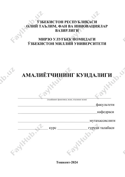 amaliyotchining kundaligi — DOCX