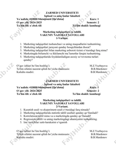 marketing tadqiqotlari va tahlili — DOCX