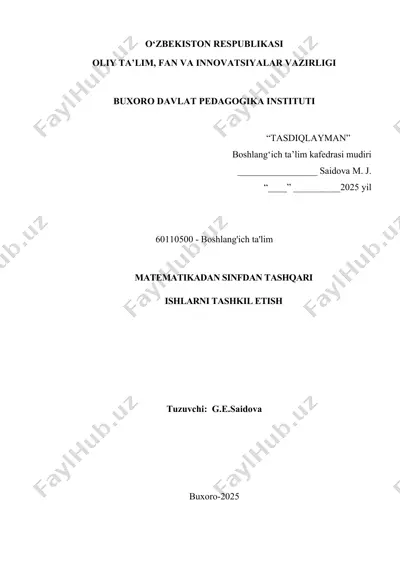 sinfdan tashqari ishlar matnlar to'plami — DOCX