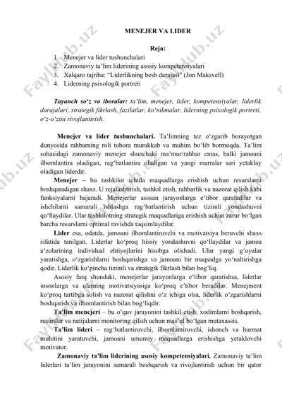 menejer va lider — DOCX