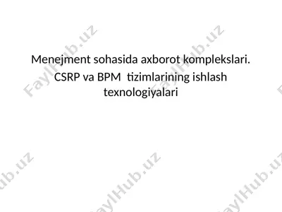 management sohasida axborot komplekslari — PPTX