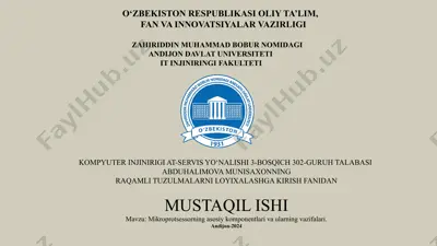 mikroprotsessorning asosiy komponentlari va ularning vazifalari — PPTX