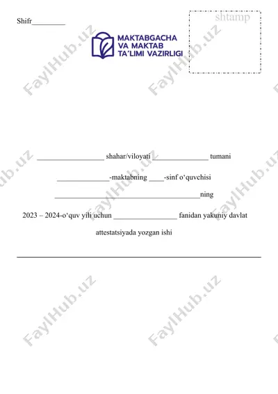 fizika sinovlari uchun mavzu bo'yicha testlar to'plami — DOCX