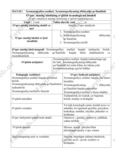 xromatografik tahlilning tub moxiyati — DOCX