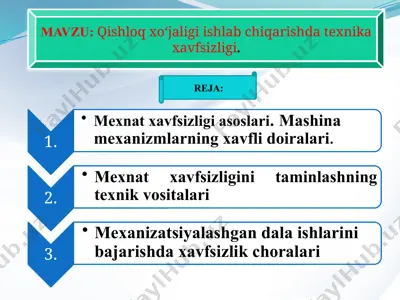 qishloq xo‘jaligi ishlab chiqarishda texnika xavfsizligi — PPTX