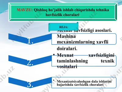 qishloq ho’jalik ishlab chiqarishda tehnika havfsizlik choralari — PPTX