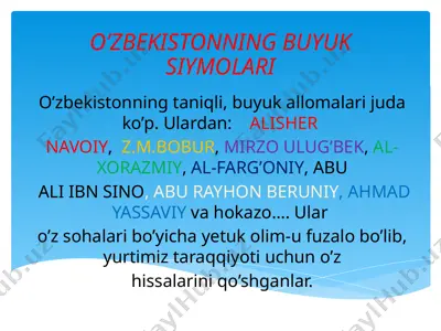 o’zbekistonning buyuk siymolari — PPTX