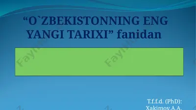 o‘zbekistoning eng yangi tarixi — PPTX