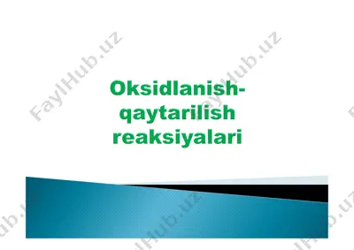 oksidlanish va qaytarilish reaksiyalari — PDF
