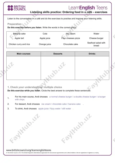 listening exercise - café conversation — PDF