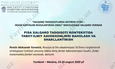 pisa xalqaro tadqiqoti kontekstida tabiiy-ilmiy savodxonlikni baholash va shakllantirish — PDF