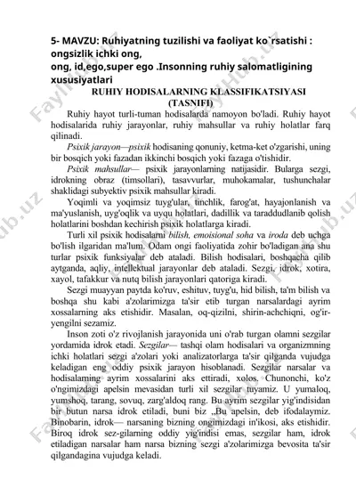 ruhiyatning tuzilishi va faoliyat ko`rsatishi — DOCX
