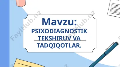 psixodiagnostik tekshiruv va tadqiqotlar — PPTX