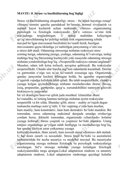 stress va buzilishlarning bog`liqligi — DOCX