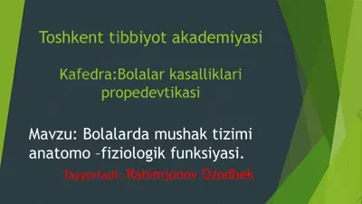 bolalarda mushak tizimi anatomo-fiziologik funksiyasi — PPTX