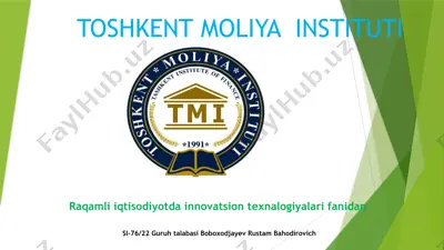 raqamli texnologiyalar va bank-moliya tizimi — PPTX