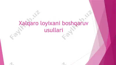 xalqaro loyixani boshqaruv usullari — PPTX