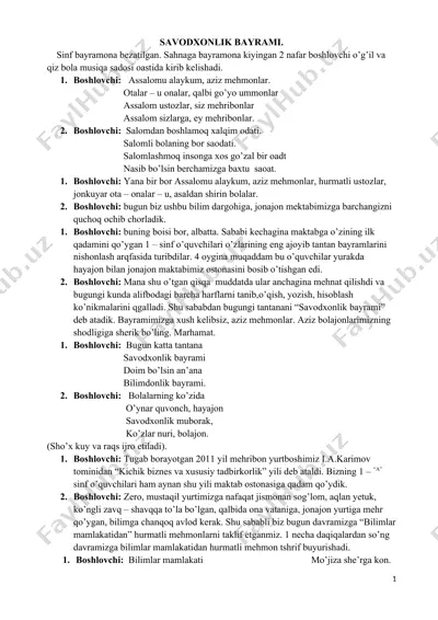 savodxonlik bayrami — DOCX