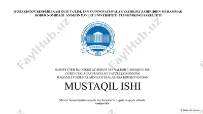 sensorlardan raqamli ma'lumotlarni o'qish va qayta ishlash — PPTX