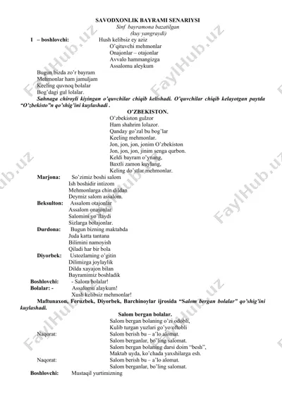 savodxonlik bayrami senariysi — DOCX