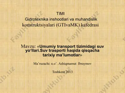 gidrotexnika inshootlari va muhandislik konstruktsiyalari (gtivamk) kafedrasi — PDF