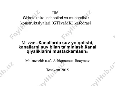 gidrotexnika inshootlari va muhandislik konstruktsiyalari (gtivamk) kafedrasi — PDF