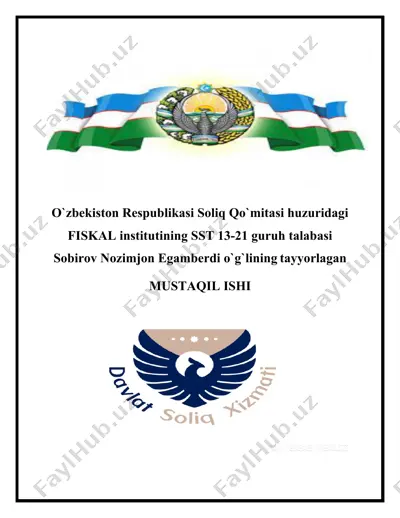 soliq organlari tomonidan sayyor soliq tekshiruvini tashkil etish asoslari va o’tkazish tartiblarini tavsiflash — DOCX