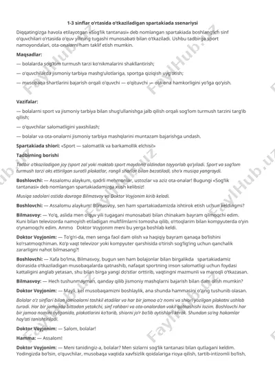 spartakiada "sog‘lik tantanasi" ssenariysi — DOCX