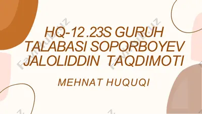 mehnat ta'tillari va uning turlari — PDF
